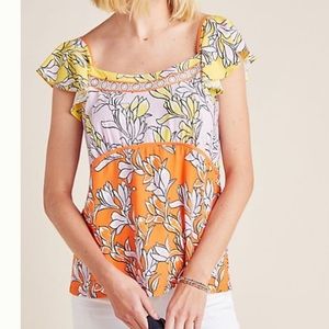 NWT Farm Rio Flutter Sleeve Blouse sz L